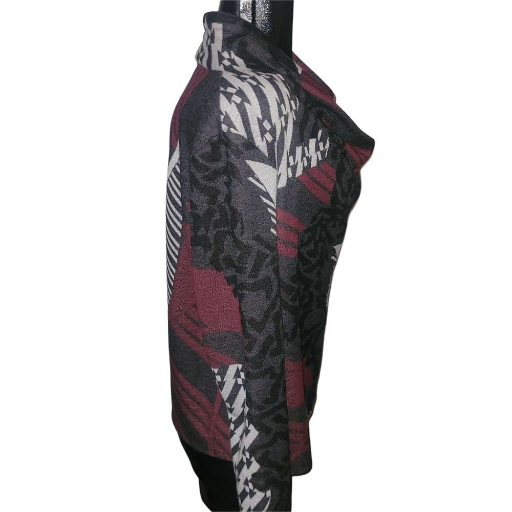 M.i.k.o Multi Color Patterned Cardigan With Off Center Button Closure L - Picture 4 of 7